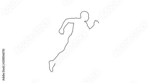 continuous one line drawing of running athlete motion graphic video on white background