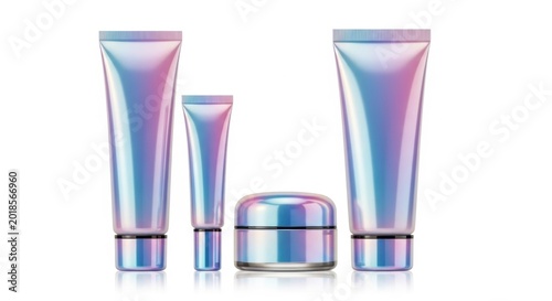Iridescent cosmetic containers with pastel colors