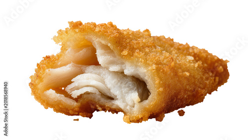 Quadro su tela Crispy breaded fish fillet with flaky white fish inside