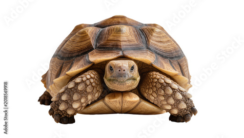 Obraz na plátně Brown shelled tortoise with textured legs and patterned carapace