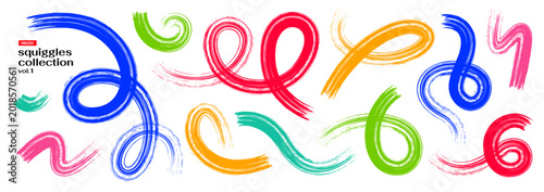 Fényképezés Abstract colorful brush strokes and curves, perfect for graphic design elements and creative backgrounds