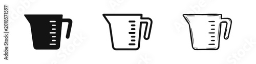 Photos Measuring cup icons, kitchen measurement tool symbols for cooking and baking