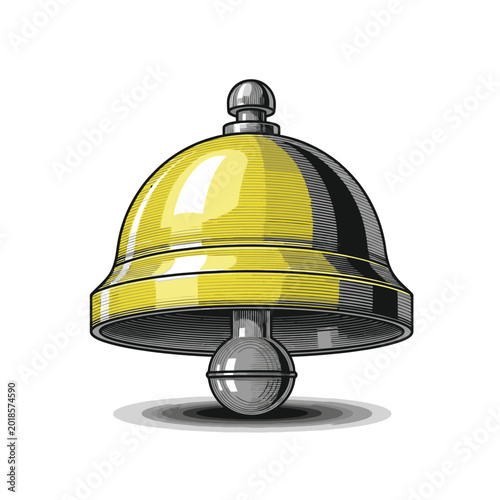 Tablou pe pânză Yellow Metal Service Bell Object.