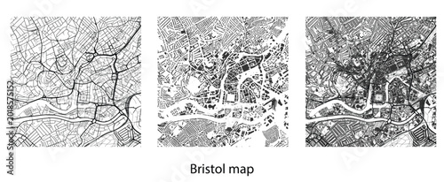 Photos Bristol City Map Vector Illustration with Detailed Urban Street Plan, Building F