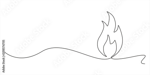Fotografie Row of burning candles continuous line drawing