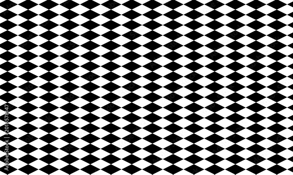 Fototapeta premium Black and white isometric checkered racing flag pattern background for sports or gaming competition illustration