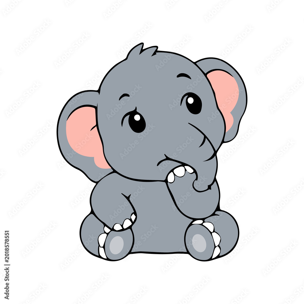 Naklejka premium Cute elephant cartoon illustration vector icon elements with various fun and adorable expressions.