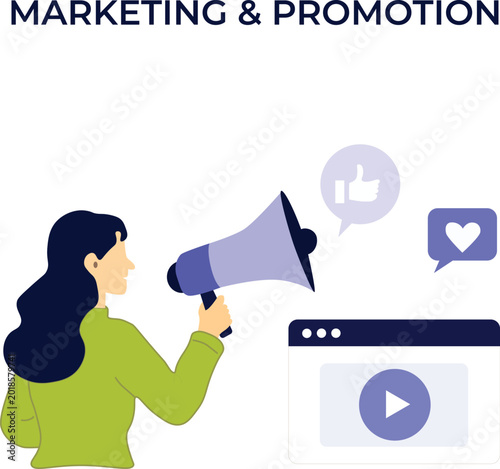 Marketing and Promotion Strategy Illustration for Business Growth