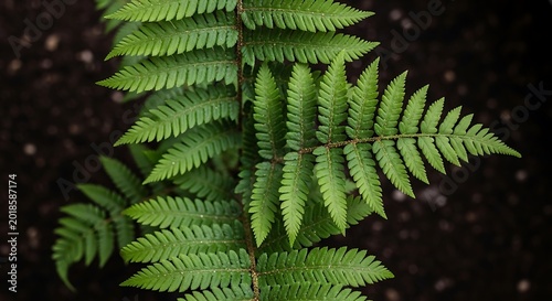 Vibrant Green Fern Leaf Closeup.