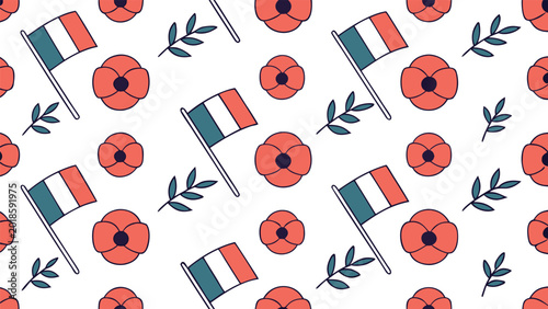 Foto French flags and poppies, armistice day background