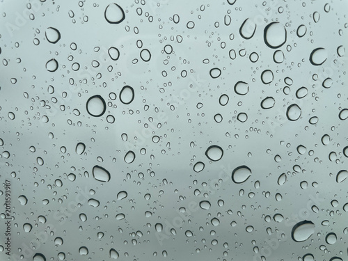 Water drop on glass or windshield rain.