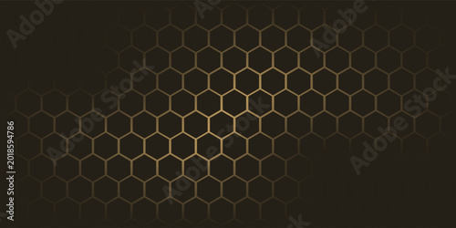 Hexagon technology black and gold colored honeycomb abstract background. Eps10