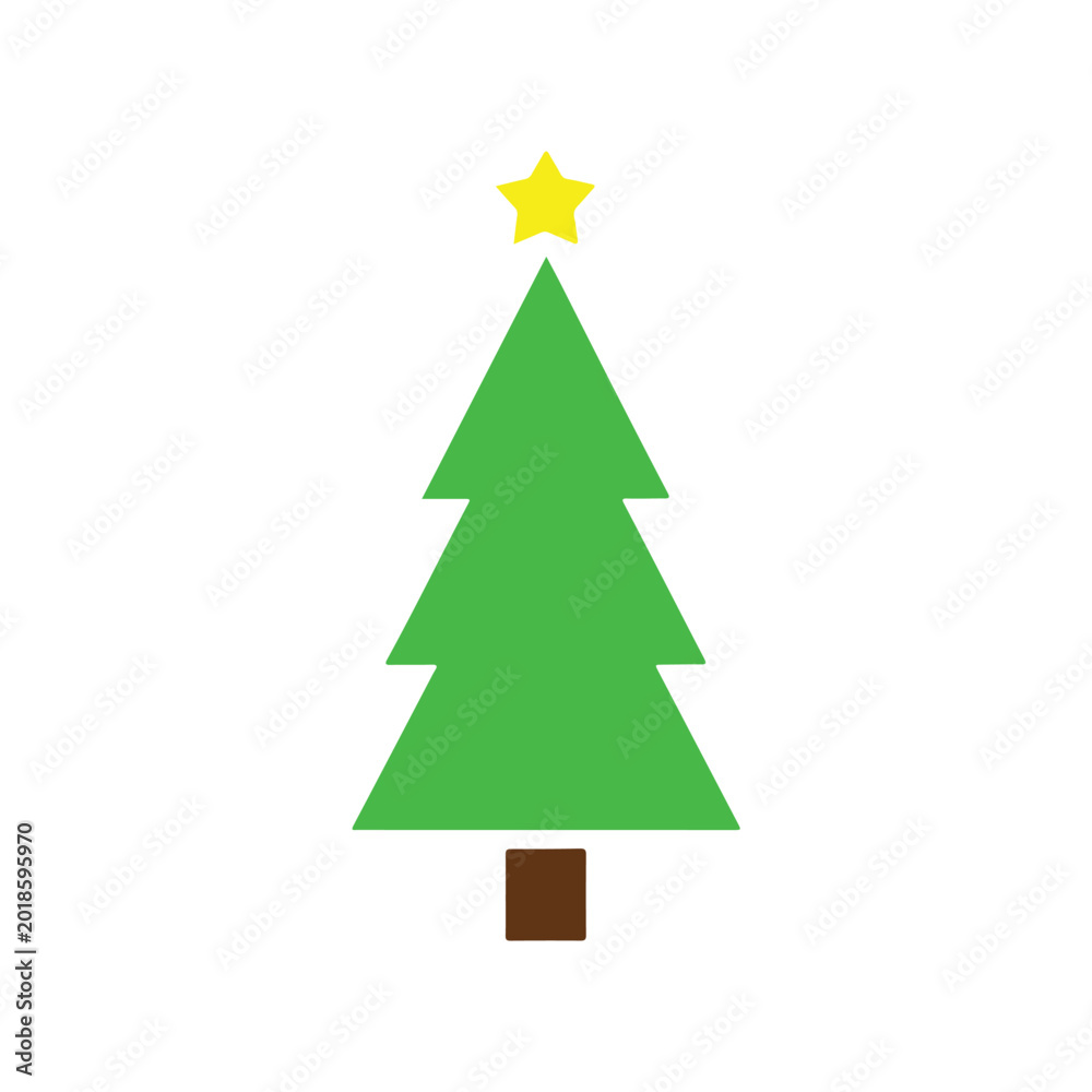 Obraz premium Christmas Tree Vector Icon Colorful Flat Holiday Decoration Tree Sticker Illustration