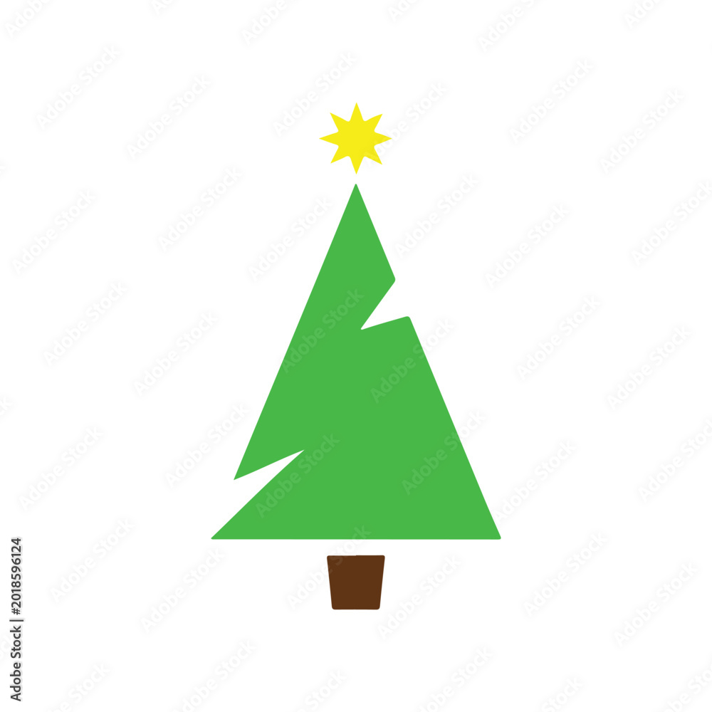 Fototapeta premium Christmas Tree Vector Icon Colorful Flat Holiday Decoration Tree Sticker Illustration