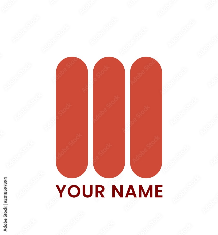 Fototapeta premium Modern Minimalist Three Rounded Vertical Columns Symbol