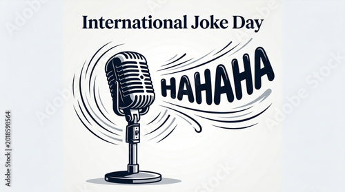 Classic International Joke Day comedy microphone illustration with vintage humor concept for entertainment promotion