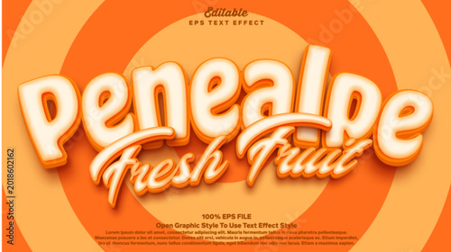 Peneaple fruit 3d editable text effect style