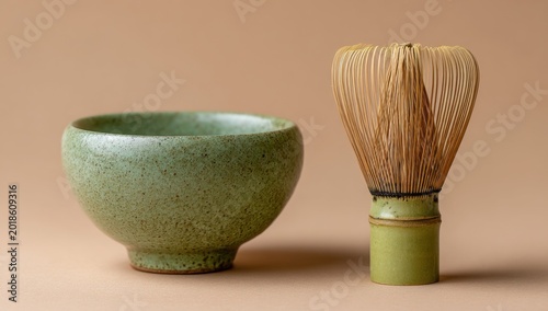 Traditional Japanese Matcha Tea Ceremony Set with Chasen and Chawan.