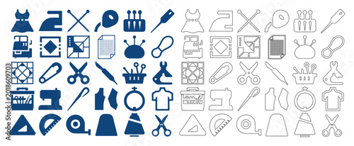 Konstfotografi Sewing and quilting line icon set for flat web design and tailoring craft projects