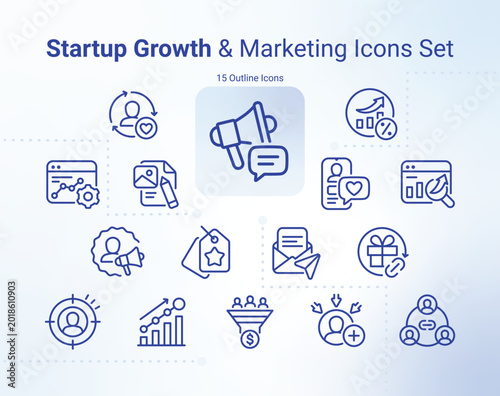 Startup Growth & Marketing Icons Set