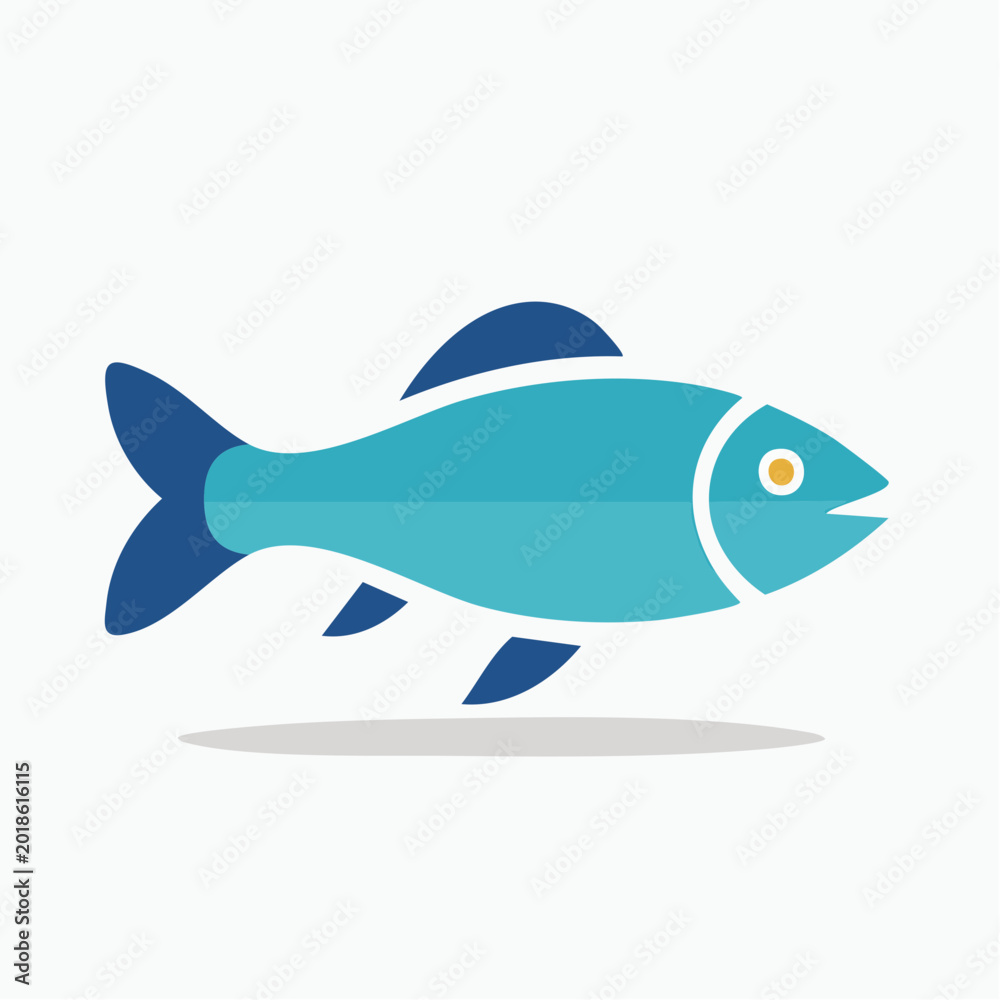 Fototapeta premium Stylized Blue Fish Icon