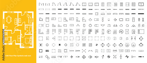 Architectural Floor Plan Symbols and Furniture Icons Vector Set for Interior Design, Blueprint Drafting & Real Estate Marketing (EPS)