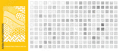 Cuadro en lienzo Abstract Geometric Line Hatching Pattern Swatches Vector Set for Graphic Design,