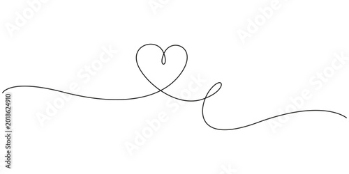 Obraz na płótnie Heart symbol in one line art style for love and romantic wedding design