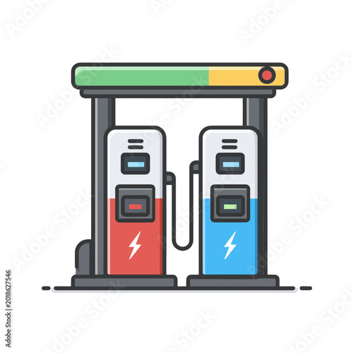 Modern Electric Vehicle Charging Station with Dual Chargers