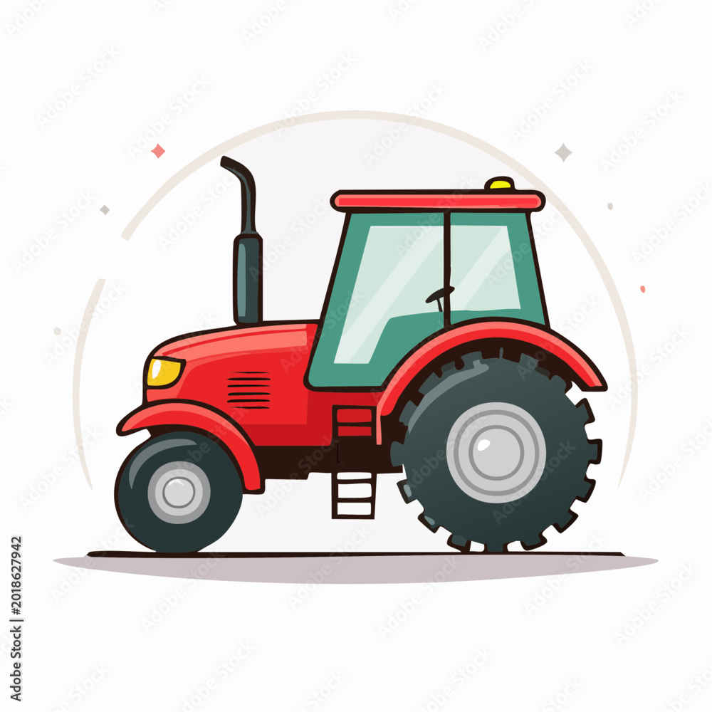 Naklejka premium Red Tractor Illustration