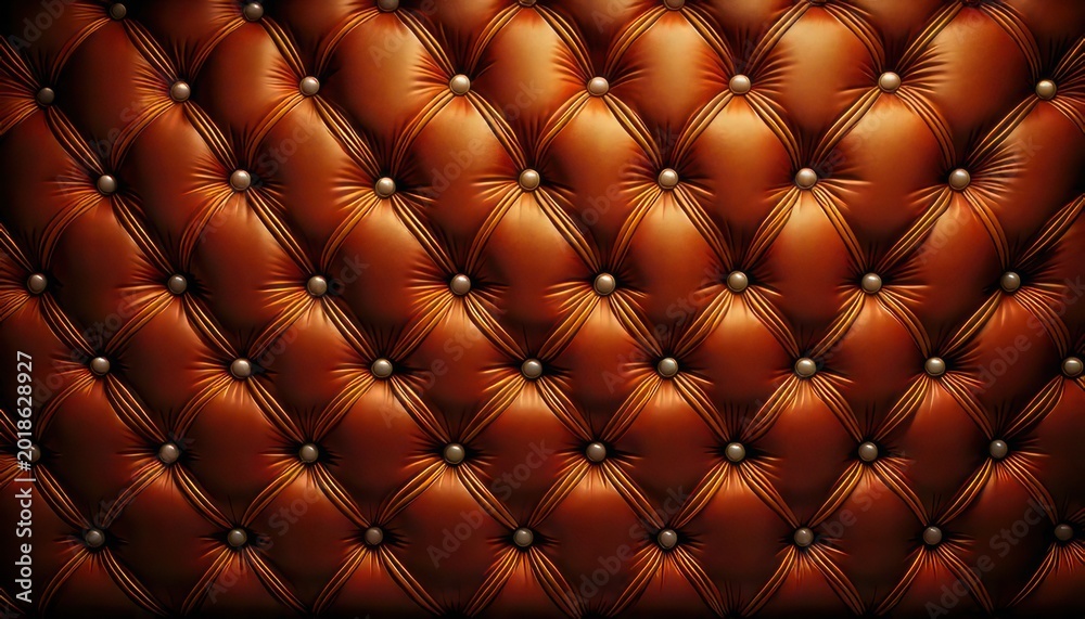 Naklejka premium Luxurious Brown Leather Tufted Upholstery Background with Button Accents.