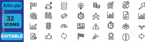 Tableau sur toile Action plan icon set