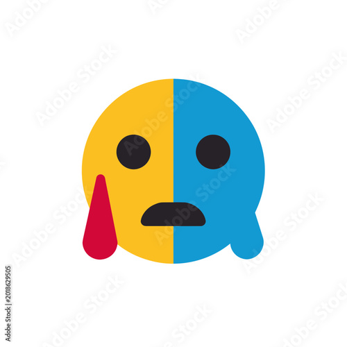 Tableau sur toile Sad crying emoji with mixed emotions