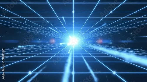 Futuristic Grid Perspective with Glowing Light