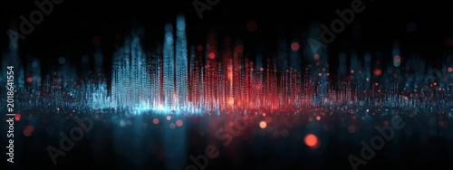 Abstract Cityscape with Neon Lights and Reflections at Night.