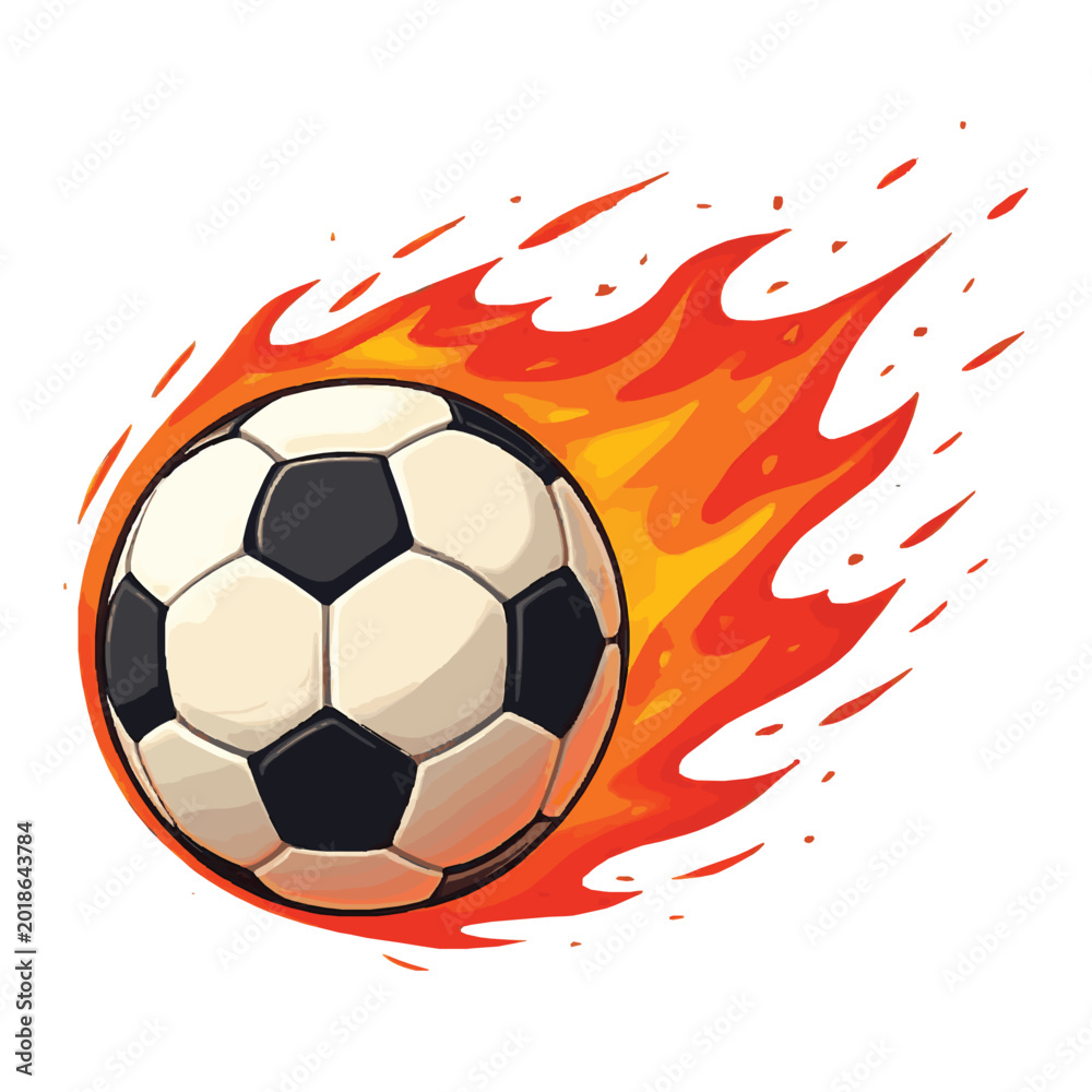 Fototapeta premium Flaming Soccer Ball Icon Vector, Football on Fire Illustration for Sports and Team Logo Design