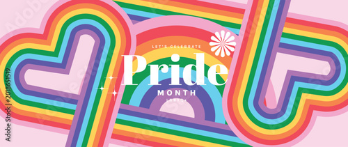 Foto Pride Month rainbow heart background vector
