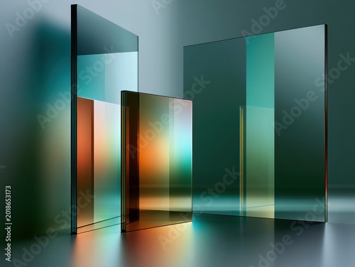 Elegant thin minimalist glass panels on gradient background for modern presentations