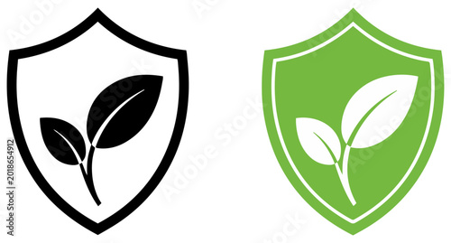 Tableau sur toile eco green leaf shield logo design vector