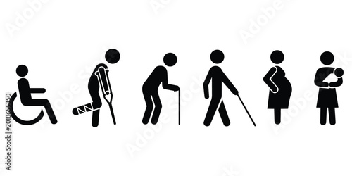 Accessibility People Silhouette Icon Set Vector