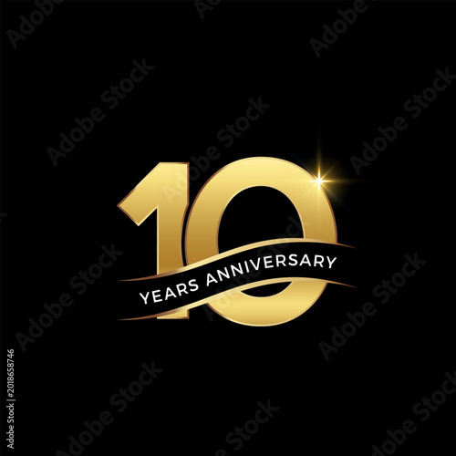 10 years anniversary celebration logo vector graphic.