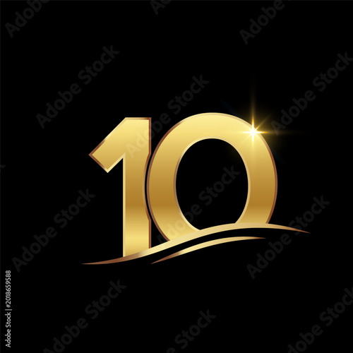 10 years anniversary celebration logo vector graphic.