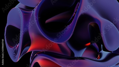 Abstract 3D Waveform Design 3D Design Waveform Digital Art Colorful Purple Red Fluid Shapes. Concept featuring 3d design, waveform, digital art, colorful, purple for professional commercial design.