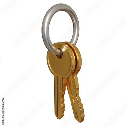 Golden key 3D render