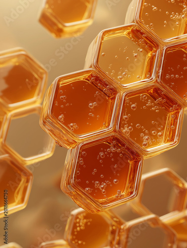 Organic Golden Honeycomb Texture Background with Soft Light.
