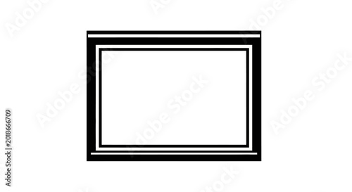 Minimalist black and white rectangular frame with multiple borders and white blank space inside for copy or photo