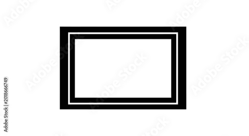 Simple Minimalist Black Rectangular Picture Frame on White Background