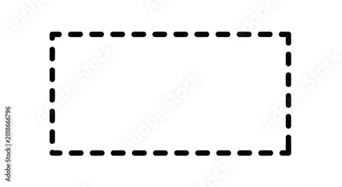 Black Dashed Rectangle Frame and Border Illustration on White Background