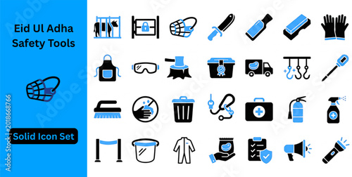 Картината върху платно Eid al Adha Safety Tools Solid icon set