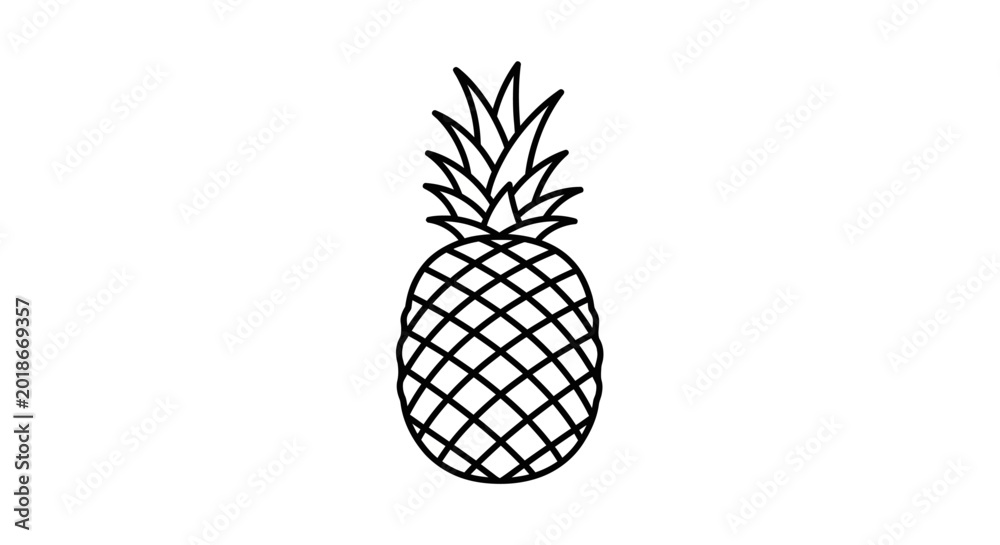 Obraz premium Minimalist Line Art Pineapple Icon